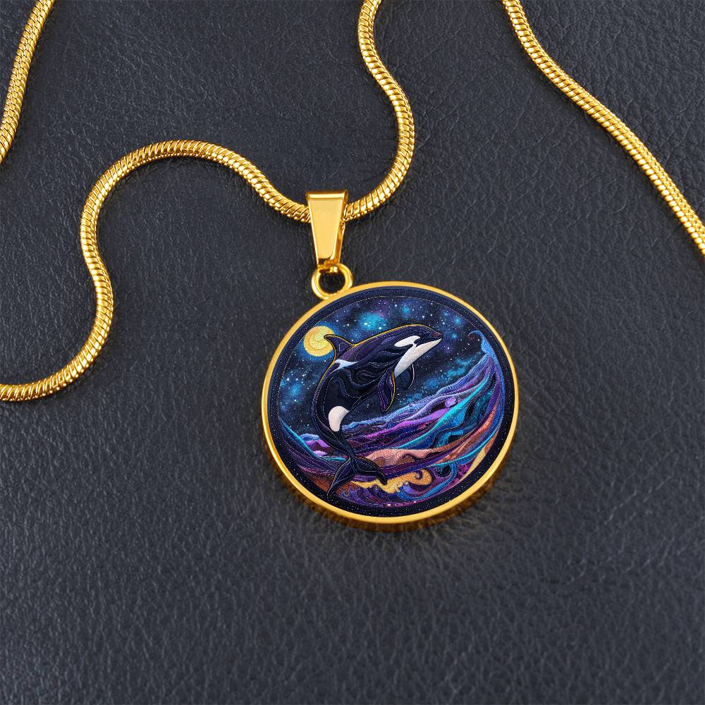 The Starry Orca Circle Pendant Necklace