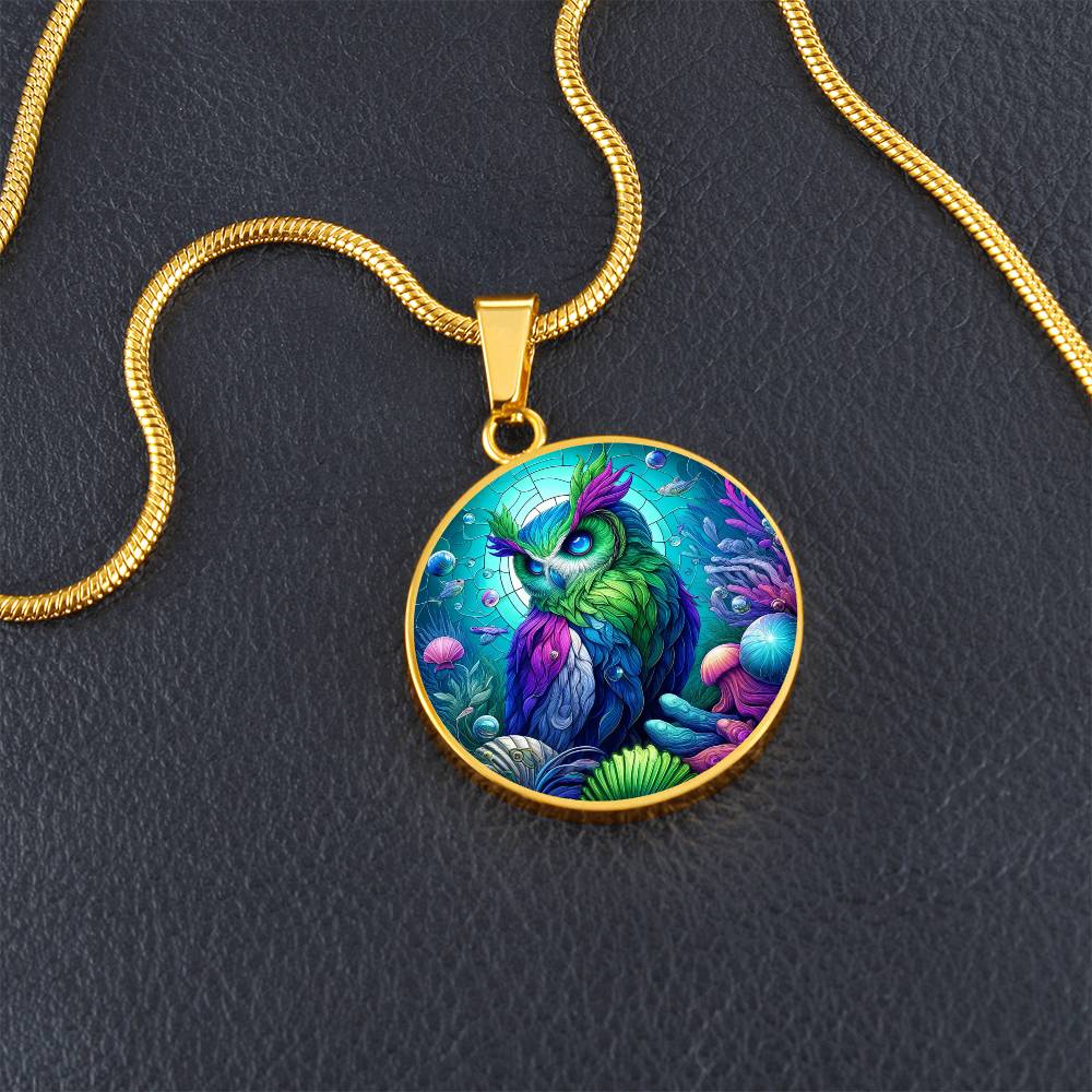 The Reef Owl Circle Pendant Necklace