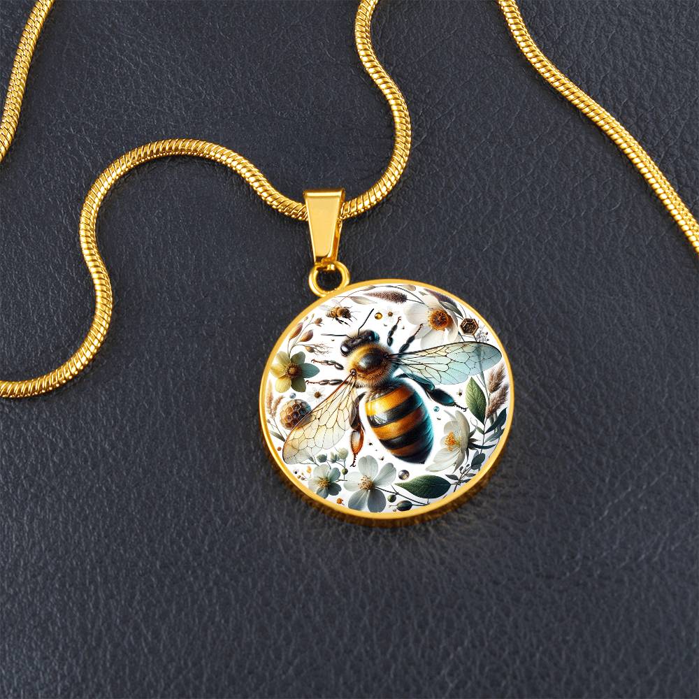 The Honeybee Circle Pendant Necklace