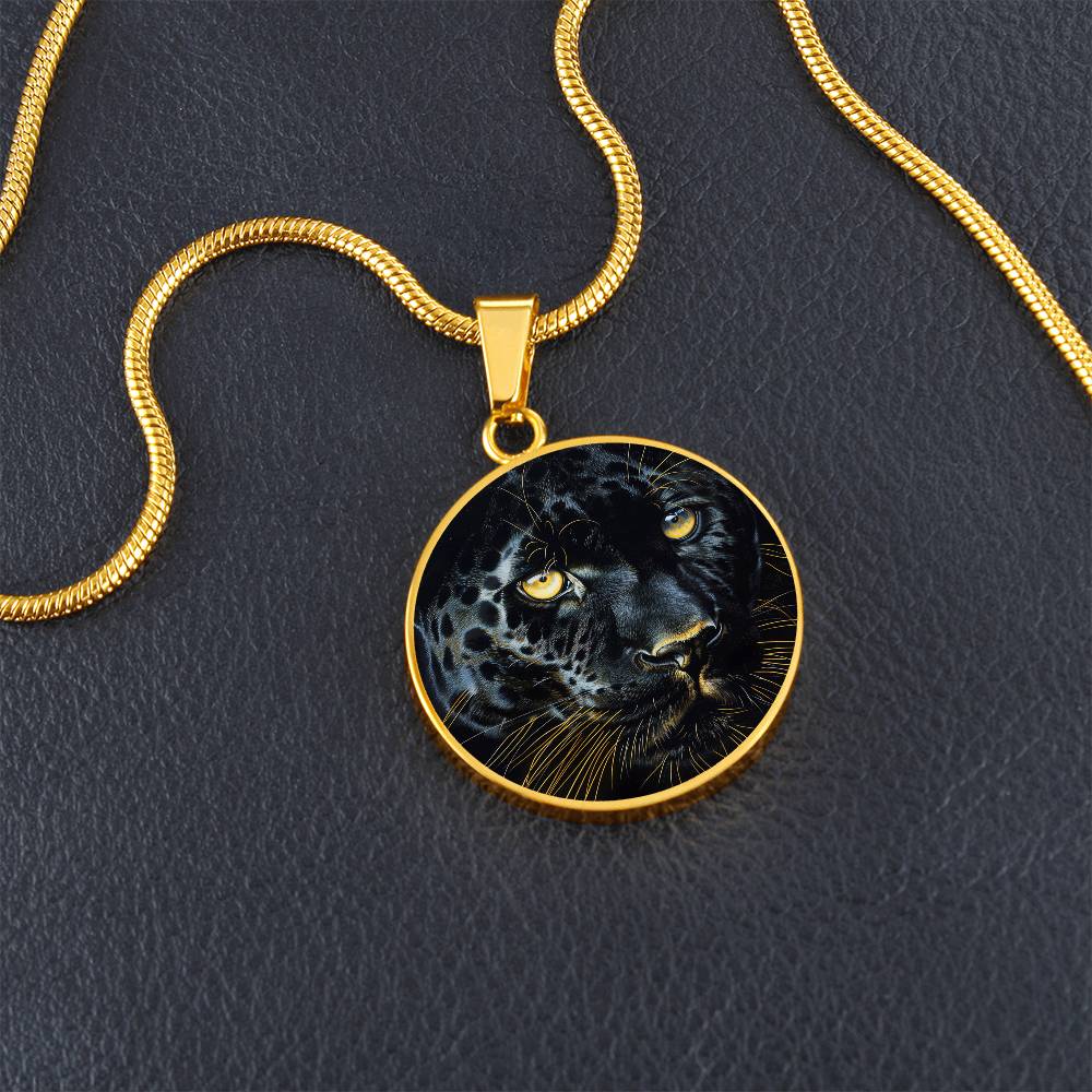 The Enigmatic Panther Circle Pendant Necklace