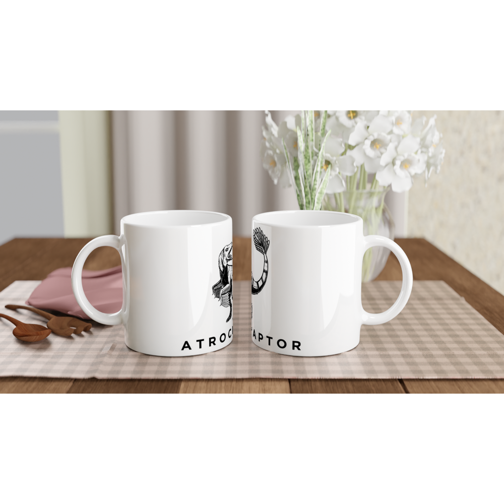 Atrociraptor Dinosaur White Ceramic Mug