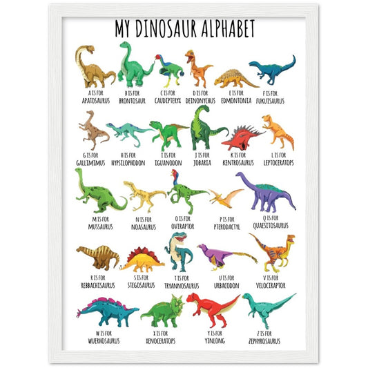 My Dinosaur Alphabet Wooden Framed Poster