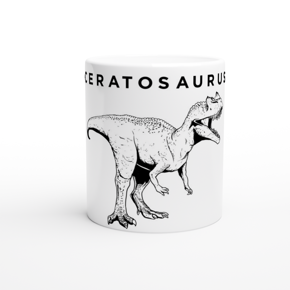 Ceratosaurus Dinosaur White Ceramic Mug