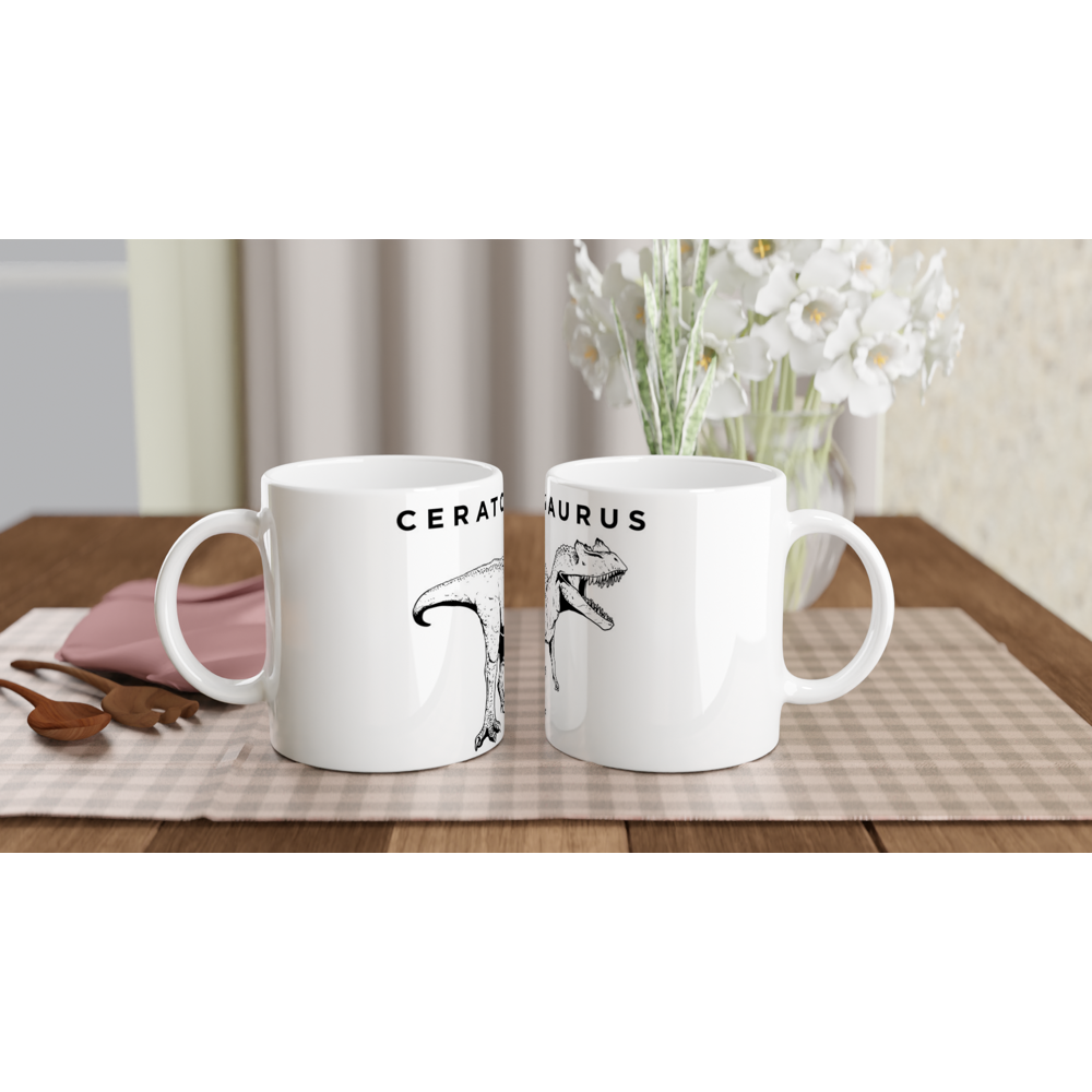 Ceratosaurus Dinosaur White Ceramic Mug