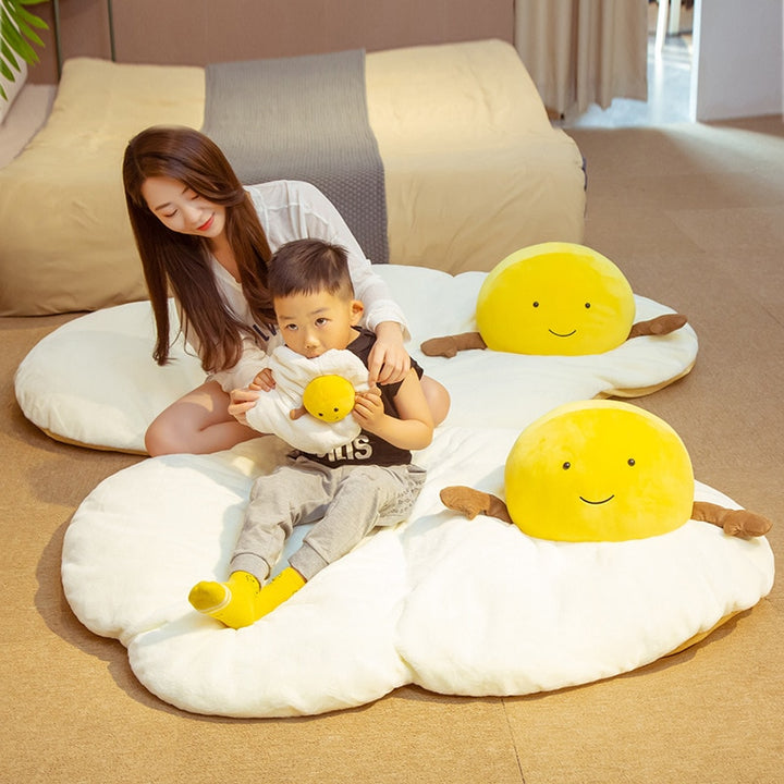 Fried Egg Stuffed Plush Pillow Cushion Baby Play Mat