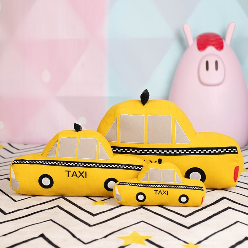 Yellow Taxi Pillow Soft Stuffed Plush Toy