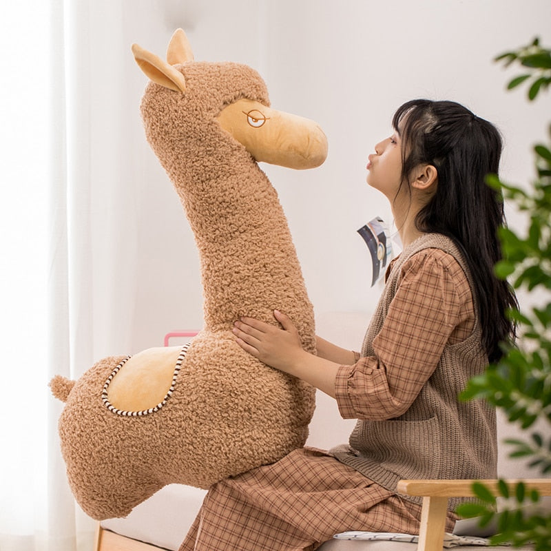 Large Brown Alpaca Soft Stuffed Plush Toy